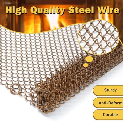 Huishoudelijk Indoor Metal Mesh Goudkleurig Stalen Materiaal Kamine Mesh Screen Gordijn