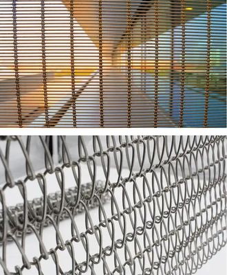 Roestvrij staal 304 Woven Mesh Gordijn Zilver Gouden Decoratief