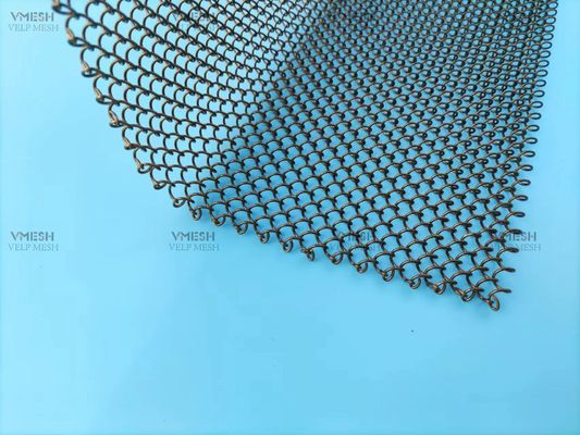 Aangepaste grootte 6 * 6 mm kettingschakel metalen gordijn in paren ontwerp open haard schermgaas