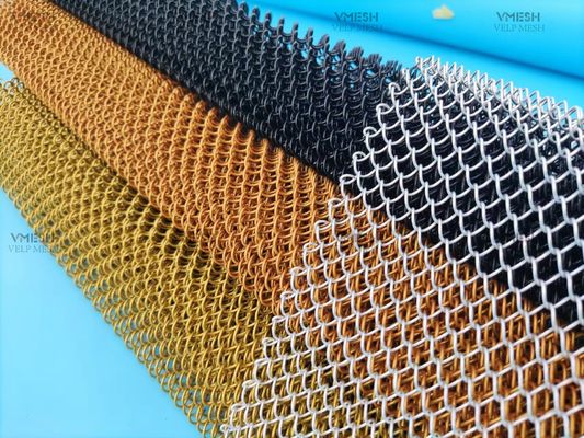 Architectonisch gekrimpd geweven draadnet Decoratief metaalketennet Gordijn Alloy Mesh Coil Drapery