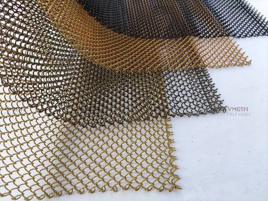 Architectonisch gekrimpd geweven draadnet Decoratief metaalketennet Gordijn Alloy Mesh Coil Drapery