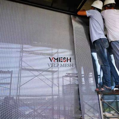 Aangepaste messing antieke afwerking architecturale SS geplooide mesh exterieur architecturale metalen gaasbekleding
