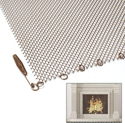 Huishoudelijk Indoor Metal Mesh Goudkleurig Stalen Materiaal Kamine Mesh Screen Gordijn