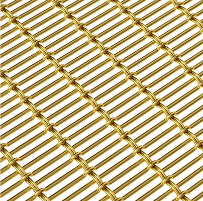 Gouden kleur architectonische decoratie roestvrij staal geweven kabel staaf gaas blad